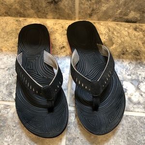 Women’s black flip flops